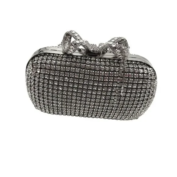 Self-Portrait Crystal Embellished Clutch With Bow Detail - Picture 5 of 13
